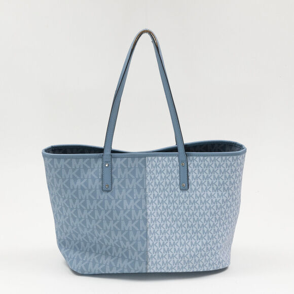 Michael Michael Kors Carter Signature Large Open Tote Blue Multi (Pre-owned) - Picture 2 of 6